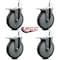 Service Caster 6'' Thermo Rubber Swivel 7/16'' Stem Caster Set with Total Lock Brake, 4PK SCC-GRTTL20S614-TPRB-716138-4 - alternate 2